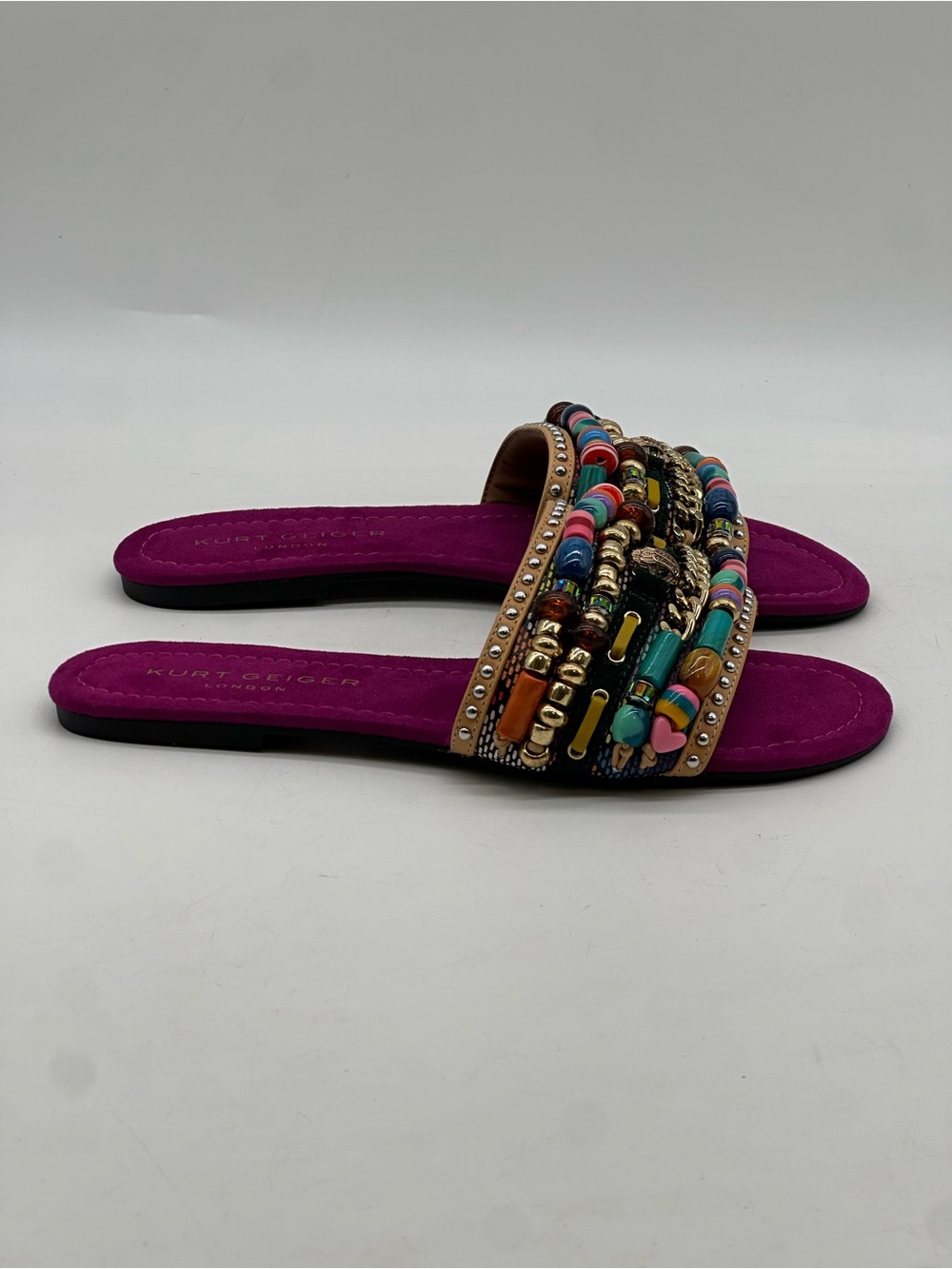 Kurt Geiger Southbank Beaded Flat Sandals. Size 10